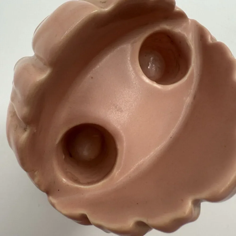 Abingdon Pottery Seashell Clamshell Pink Candle Holder USA Decor